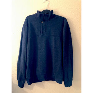 Orvis Sweater Mens M Blue Knit Long Sleeve Mock Neck Quarter Zip Casual